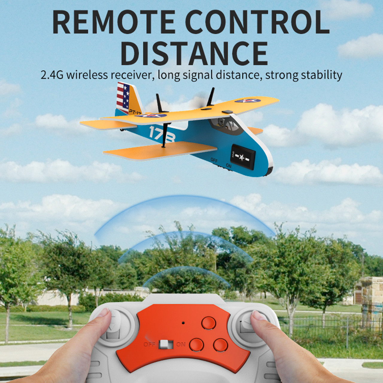 KF801 2.4G Remote Control Glider With Cool Light Flying Airplane Toy Yellow