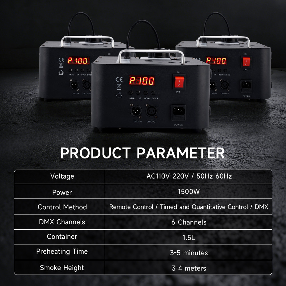 1500W 3In1 LED Light Smoke Fog Machine Stage Fogger DJ Spray Smoke Stage Effect