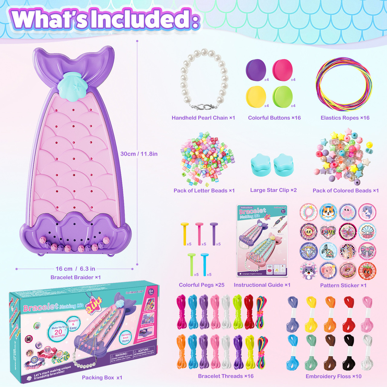 Friendship Bracelet Making Kit DIY Art Craft 6-12 Year Girl Birthday Gift Purple