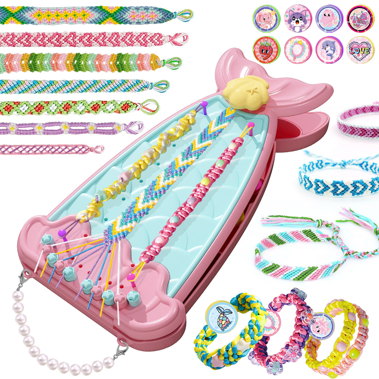 Friendship Bracelet Making Kit DIY Art Craft 6-12 Year Girl Birthday Gift Pink