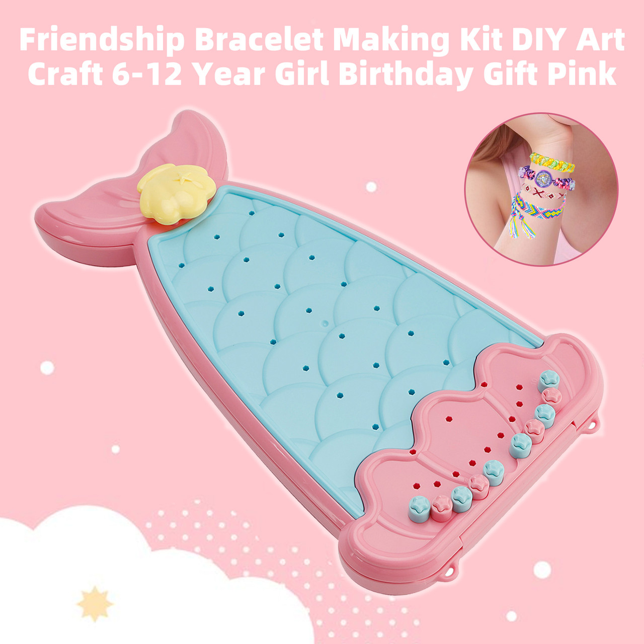 Friendship Bracelet Making Kit DIY Art Craft 6-12 Year Girl Birthday Gift Pink