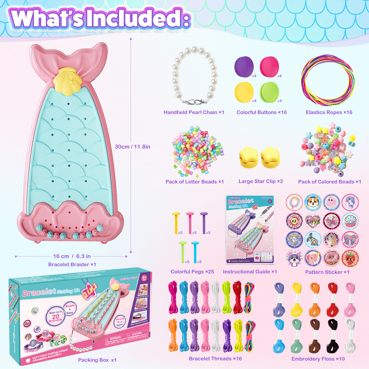 Friendship Bracelet Making Kit DIY Art Craft 6-12 Year Girl Birthday Gift Pink