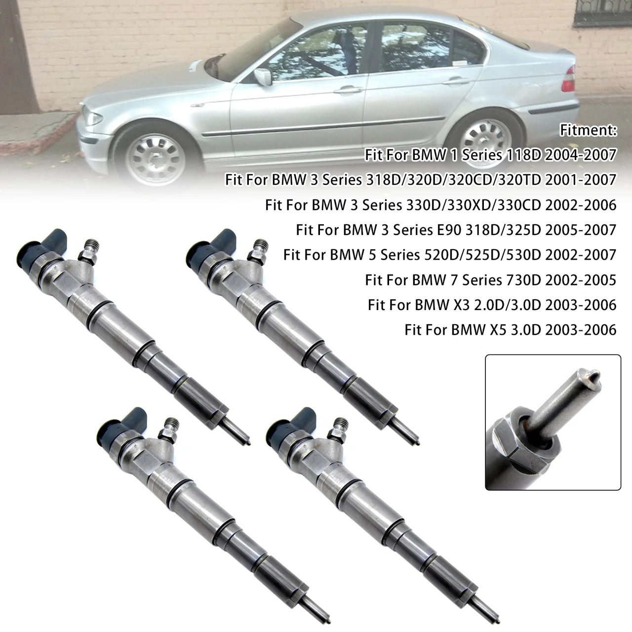 4Pcs Fuel Injector For BMW 1 3 5 7 2001-2007 X3 X5 2003-2006 0445110209