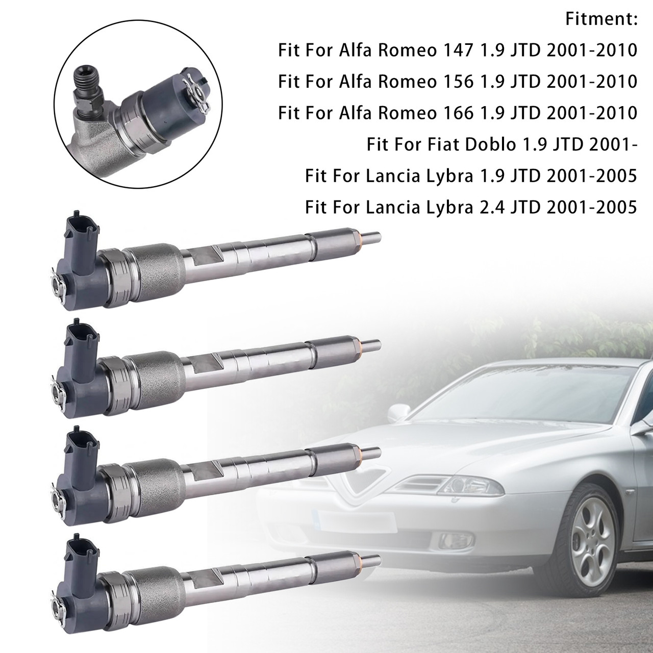 4Pcs Fuel Injector For Alfa Romeo 147 156 166 1.9 JTD 2001-2010 0445110111