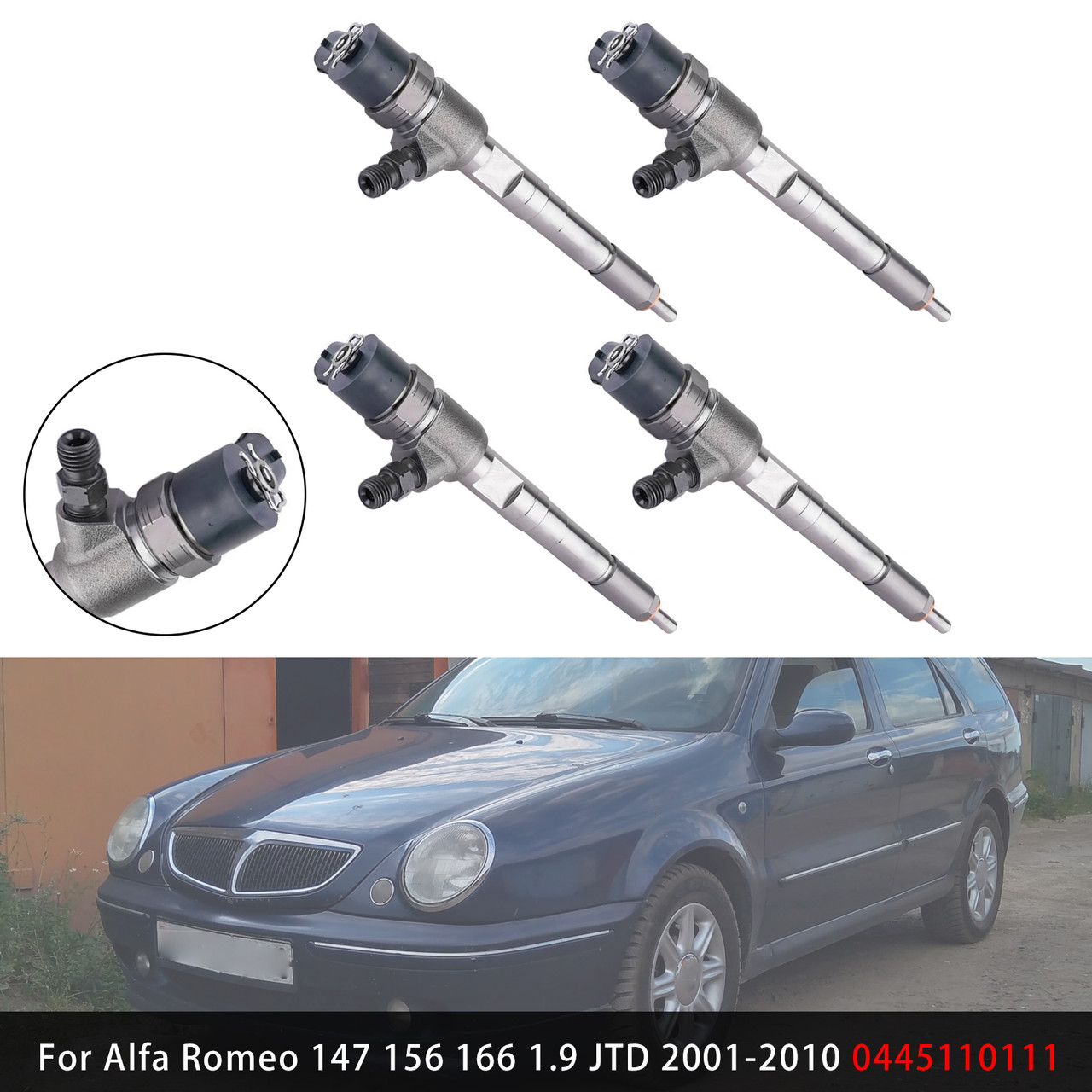4Pcs Fuel Injector For Alfa Romeo 147 156 166 1.9 JTD 2001-2010 0445110111