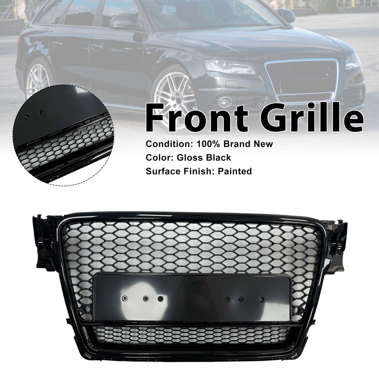 RS4?Style Honeycomb Sport Mesh Hex Grill Grille Fit Audi A4/S4 B8 2009?2012
