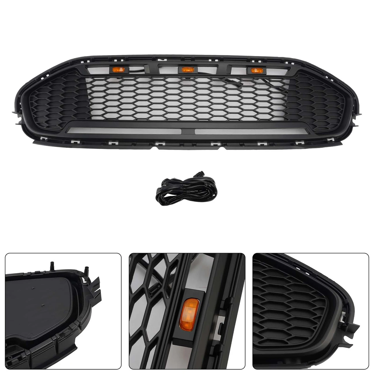 Black Front Bumper Grill Grille Fit Ford Transit Connect 2019-2023 W/LED