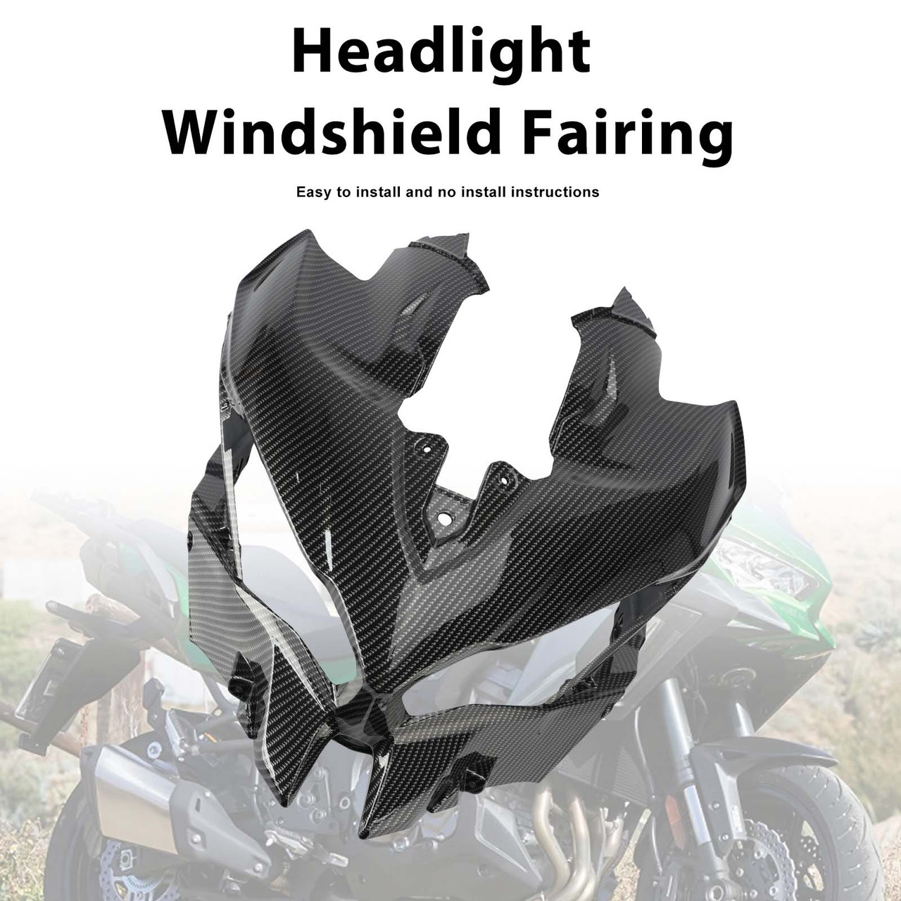 Headlight Windshield Cover Fairing For Kawasaki Versys 1000 2019-2024 Carbon