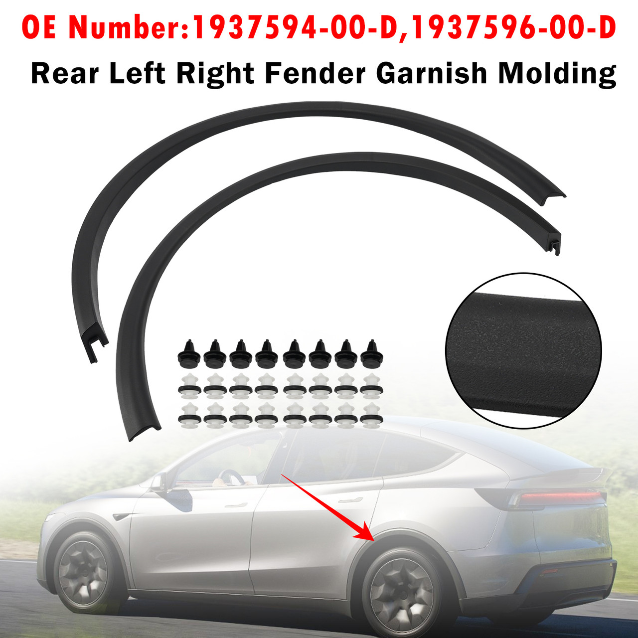Rear Left Right Fender Garnish Molding For Tesla Model Y 2025-2026