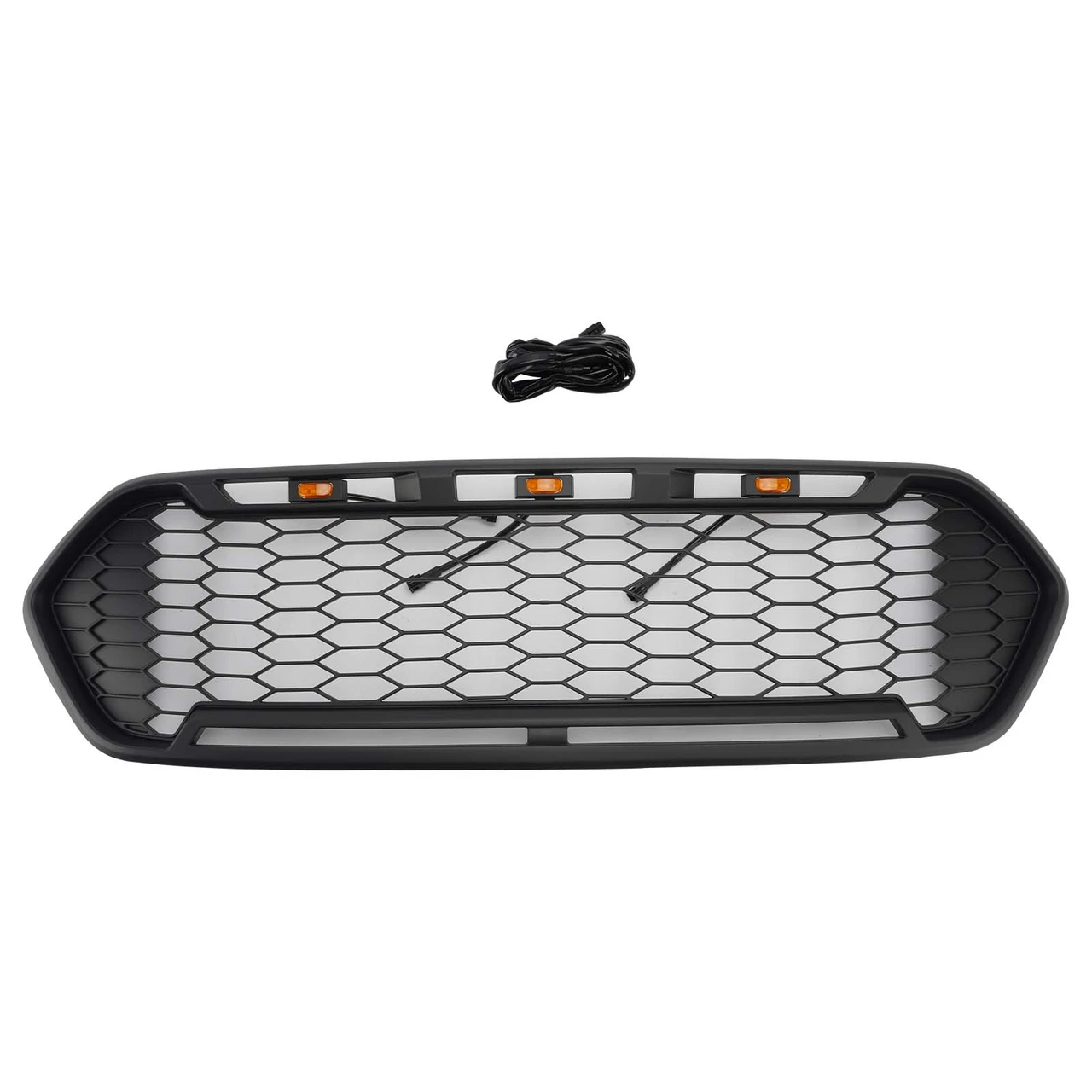 Matte Black Front Bumper Grille Fit Ford Transit Custom Trail 2018-2023 W/3LED