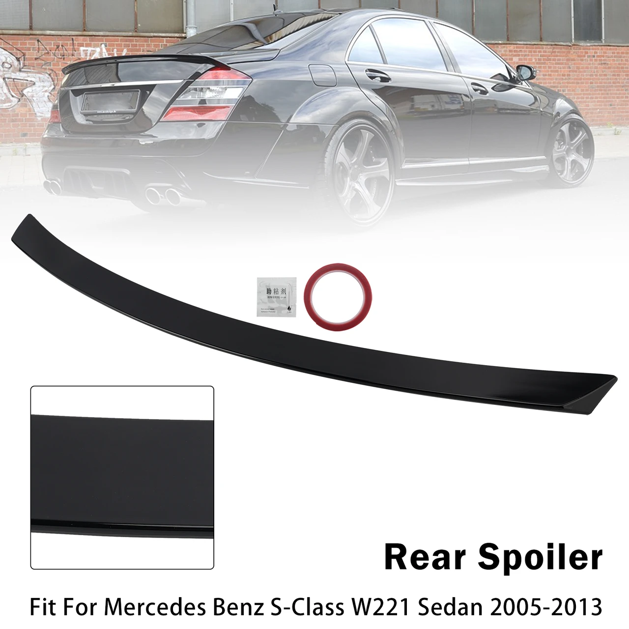 Gloss Black Rear Boot Spoiler For Mercedes Benz S?Class W221 Sedan 2005?2013