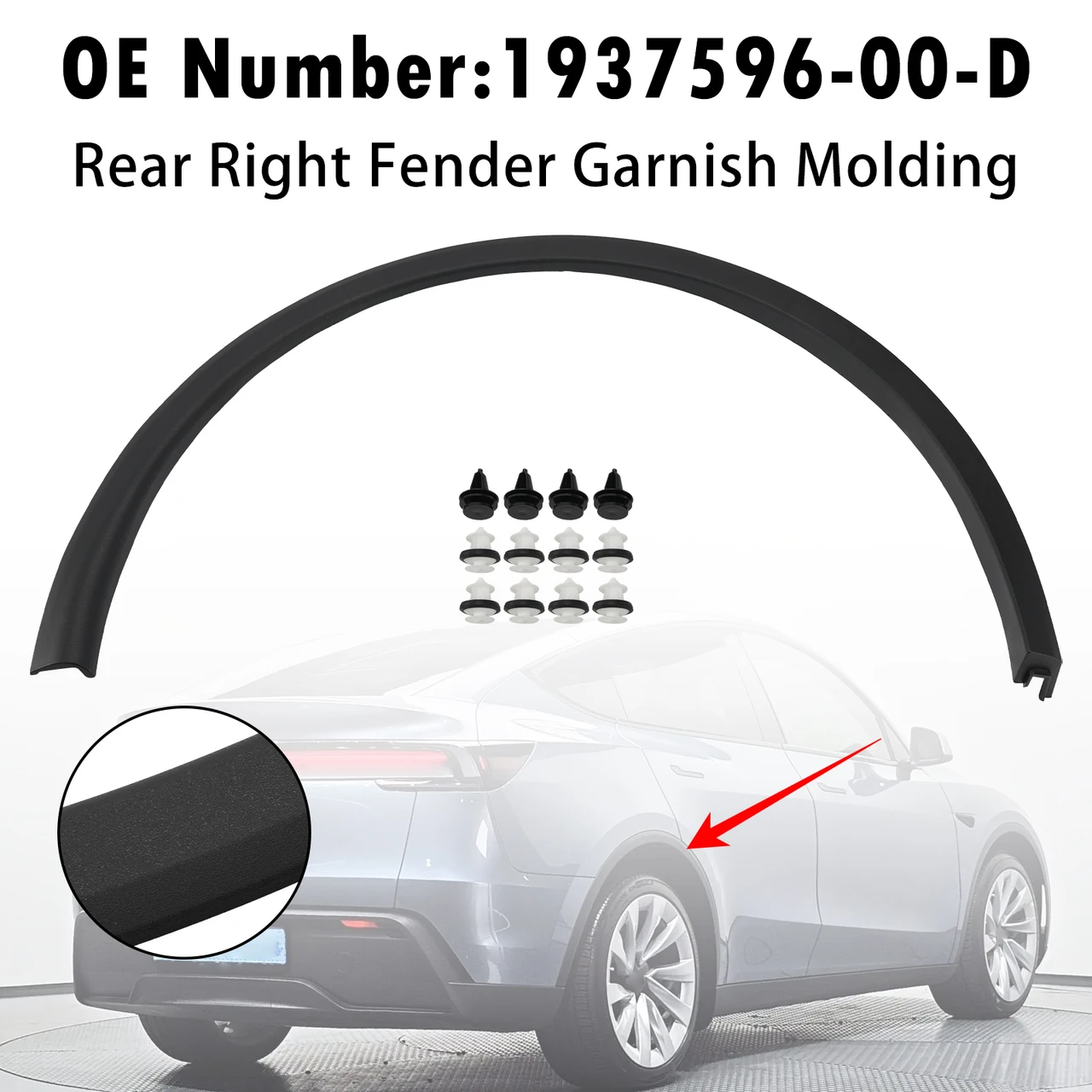 Rear Right Fender Garnish Molding 1937596-00-D For Tesla Model Y 2025-2026
