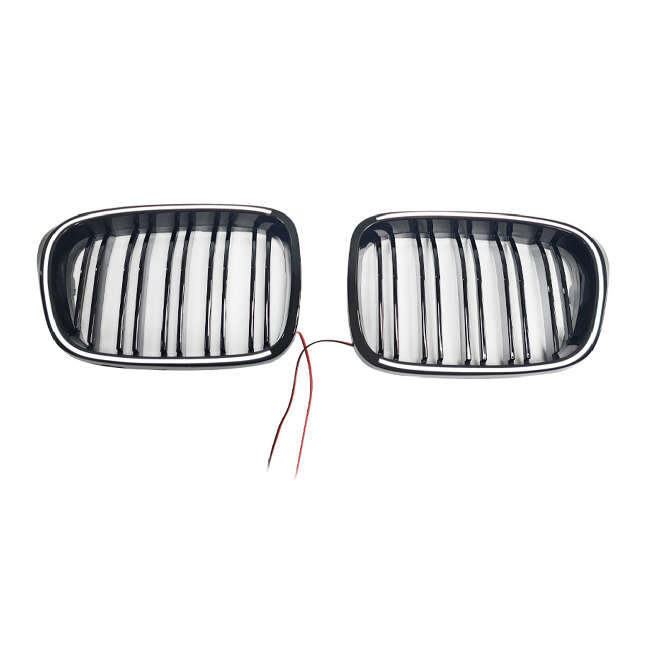 Gloss Black Front Kidney Grill Grille Fit BMW 5 Series E39 1998-2003 W/LED