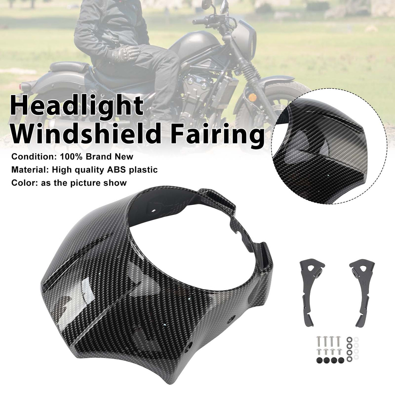 Headlight Windshield Cover Fairing For Honda Rebel CMX300 CMX500 2020-2026 Carbon