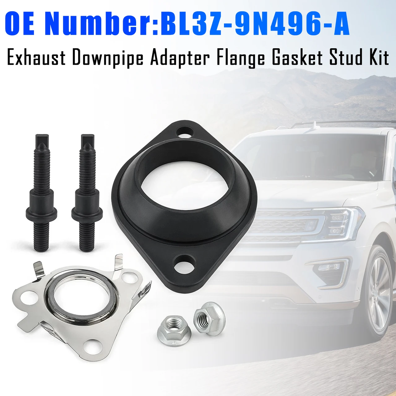Exhaust Downpipe Adapter Flange Gasket Stud Kit For Ford Ecoboost 3.5L 2011-2021