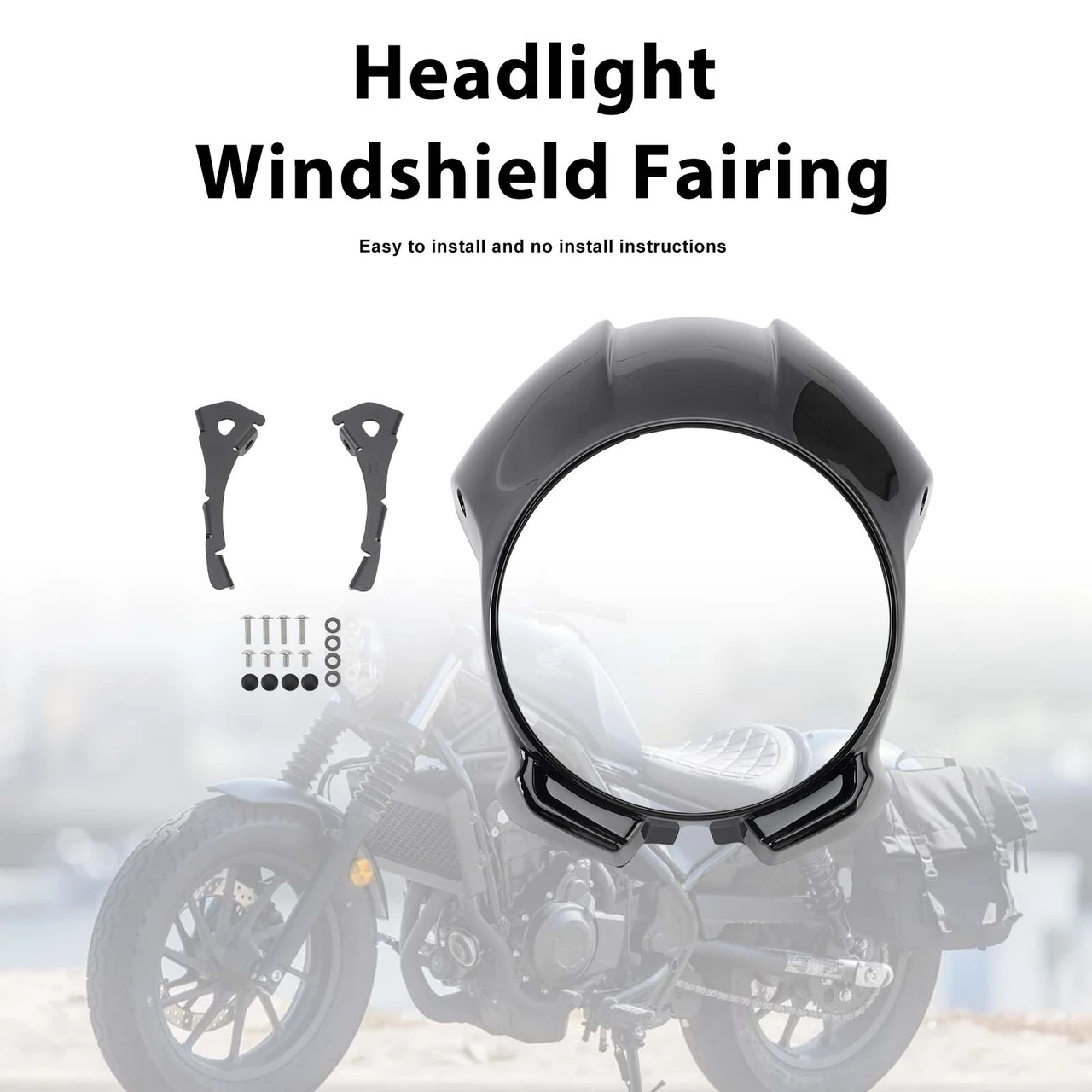 Headlight Windshield Cover Fairing For Honda Rebel CMX300 CMX500 2020-2026 Black