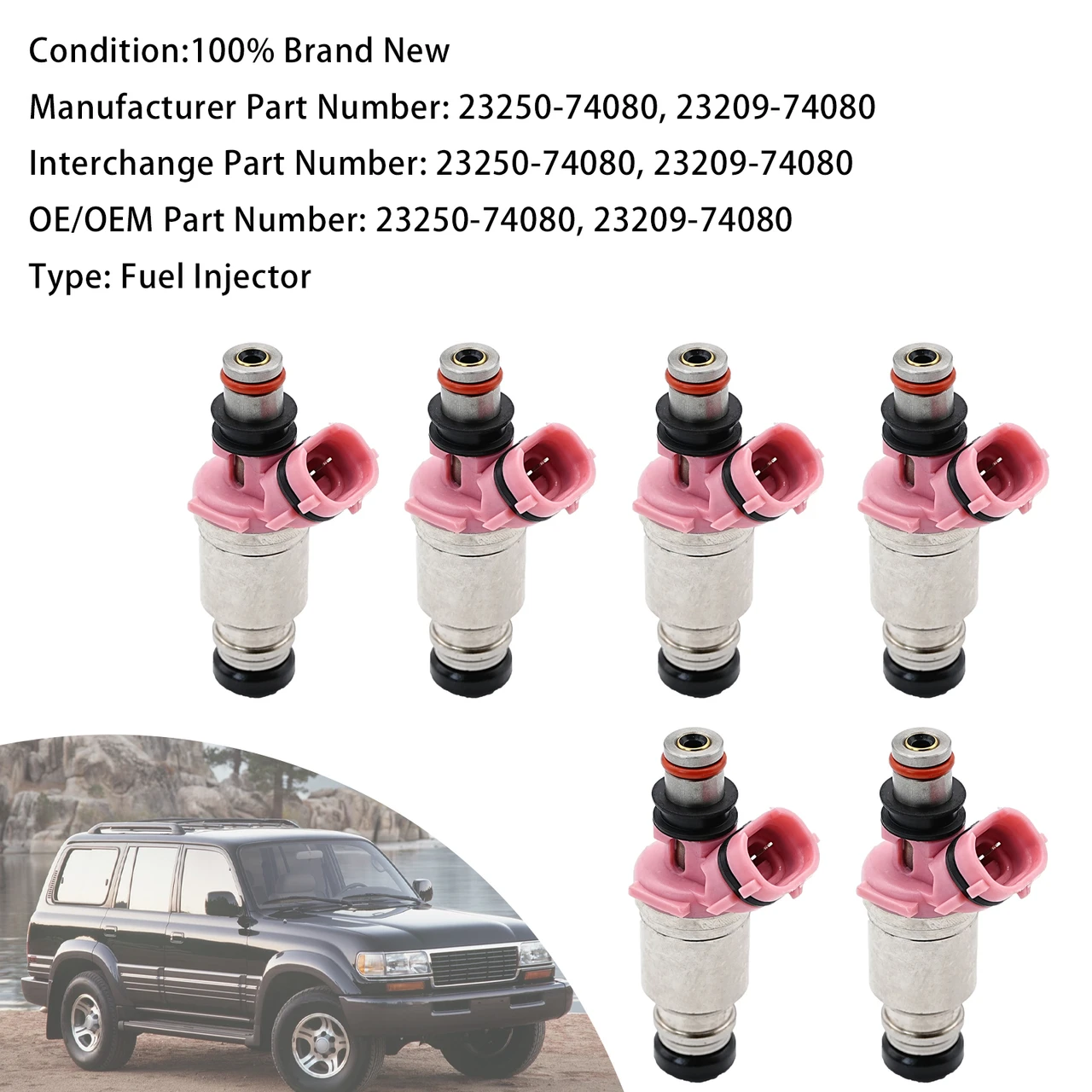 6Pcs Fuel Injector For Toyota Landcruiser 4.5L 1FZ-FE 92-95 23250-74080