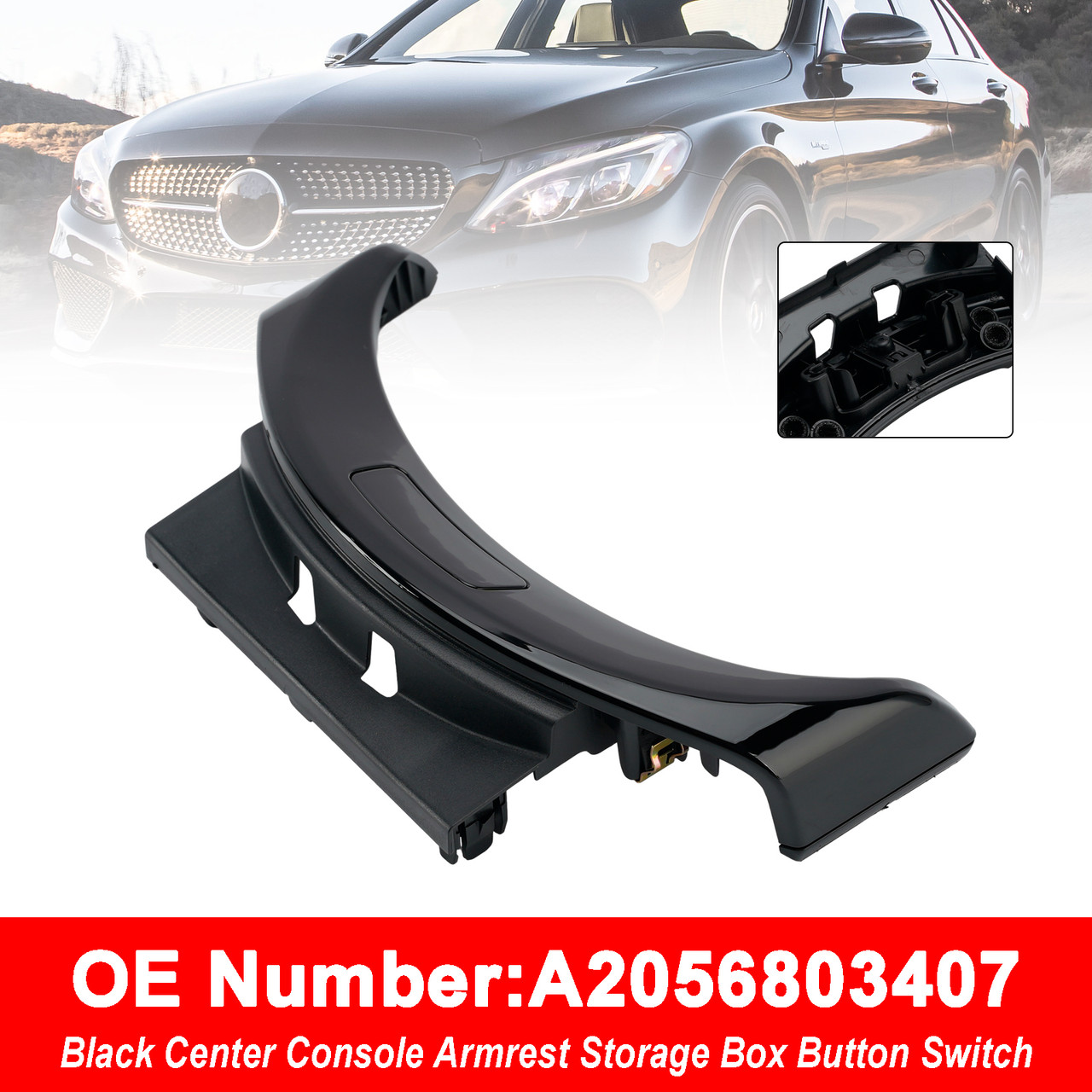 Black Center Armrest Box Button Switch A2056803407 For Benz W205 W253 2015-2020
