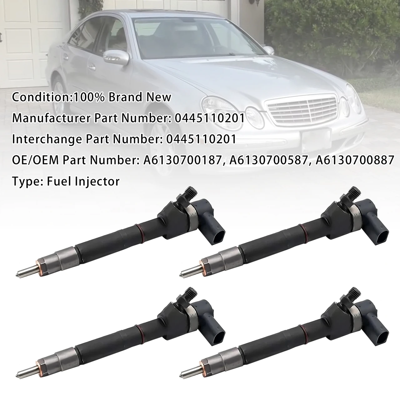 4Pcs Fuel Injector For Mercedes-Benz E-Class E 320 1999-2002 0445110201
