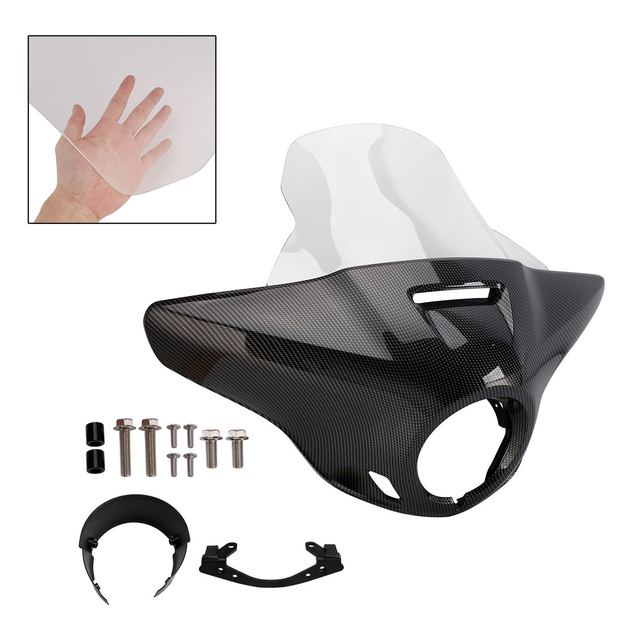 Windshield Headlight Fairing fit for CMX1100 Rebel 21-24 Simulated Carbon+Clear