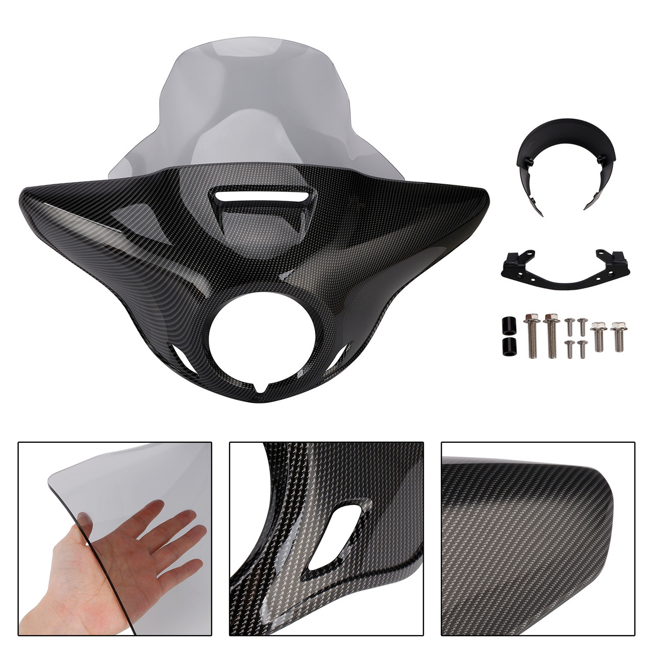 Windshield Headlight Fairing fit for CMX1100 Rebel 21-24 Simulated Carbon+Gray