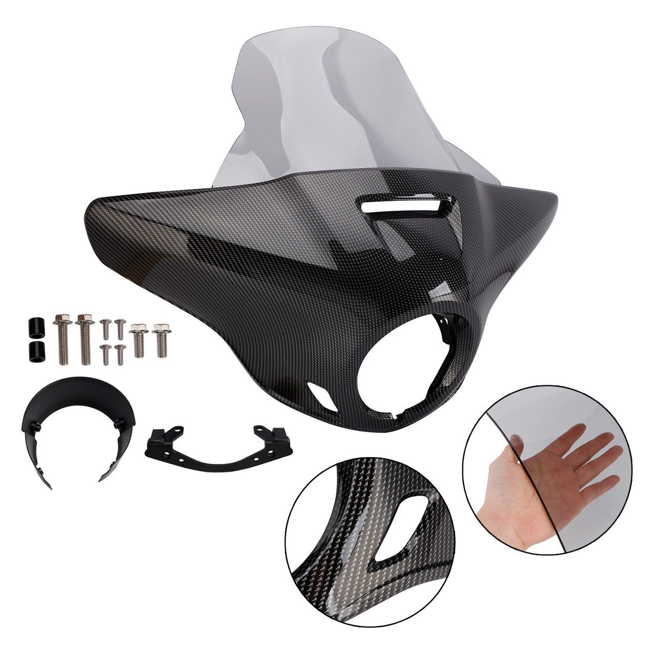 Windshield Headlight Fairing fit for CMX1100 Rebel 21-24 Simulated Carbon+Gray