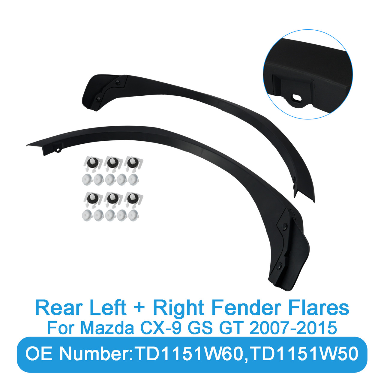 2x Rear Fender Flares TD1151W60 TD1151W50 For Mazda CX-9 GS GT 2007-2015