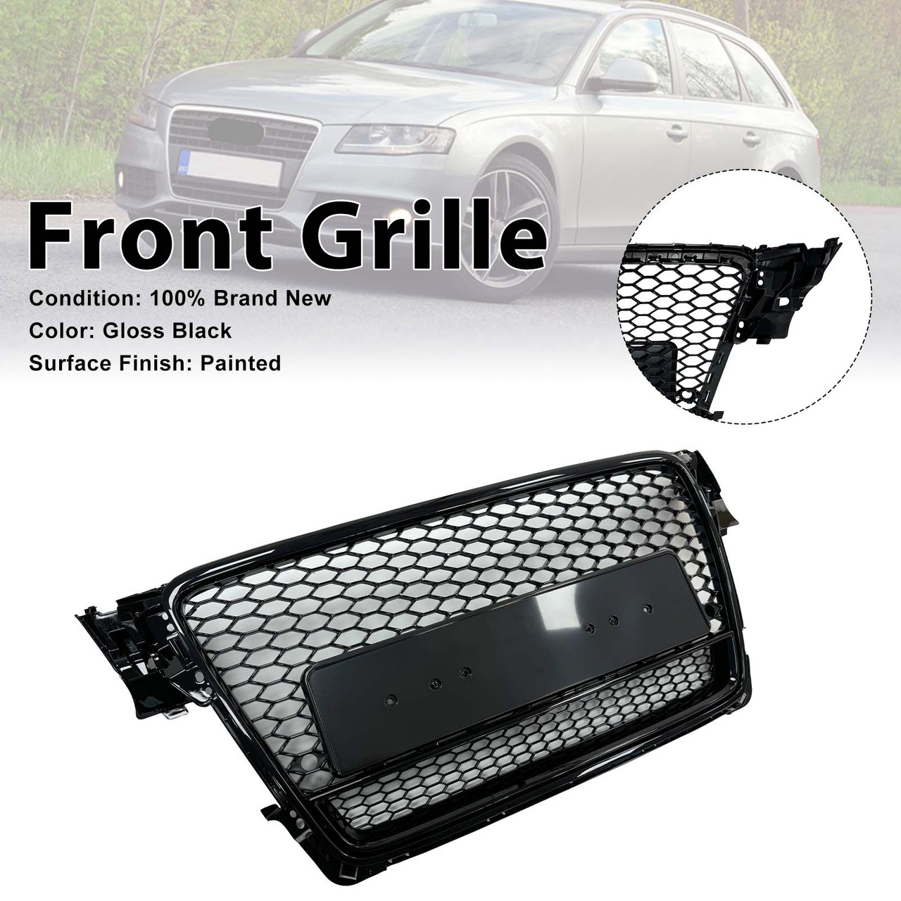 RS4?Style Honeycomb Sport Mesh Hex Grill Grille Fit Audi A4/S4 B8 2009?2012