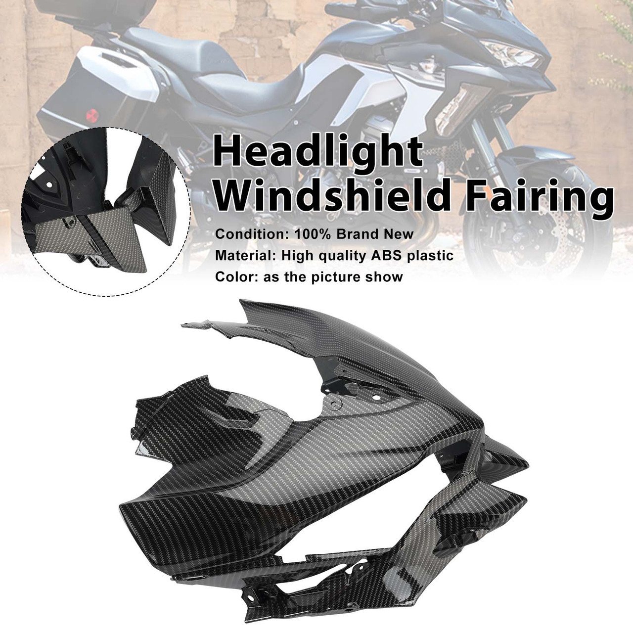 Headlight Windshield Cover Fairing For Kawasaki Versys 1000 2019-2024 Carbon