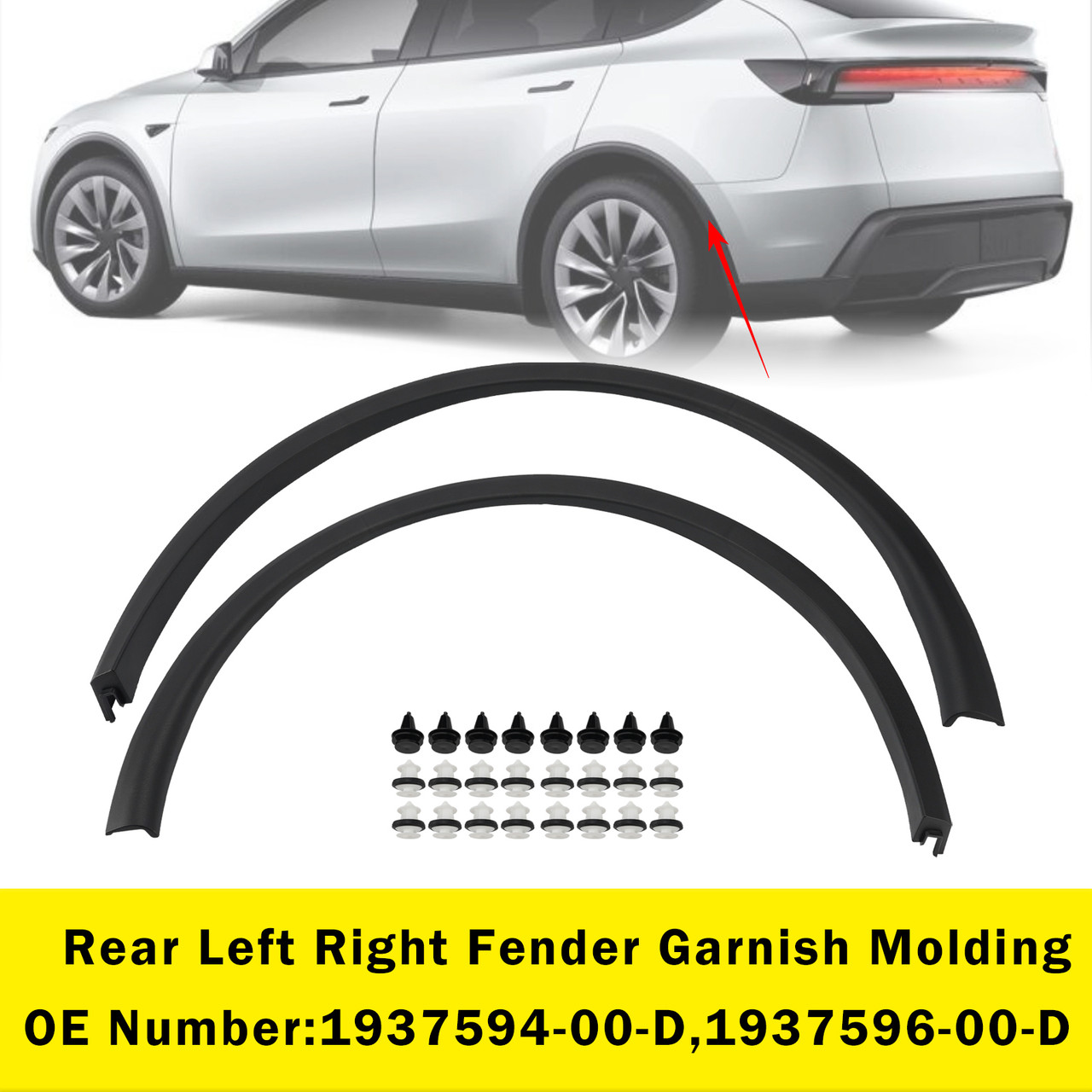 Rear Left Right Fender Garnish Molding For Tesla Model Y 2025-2026