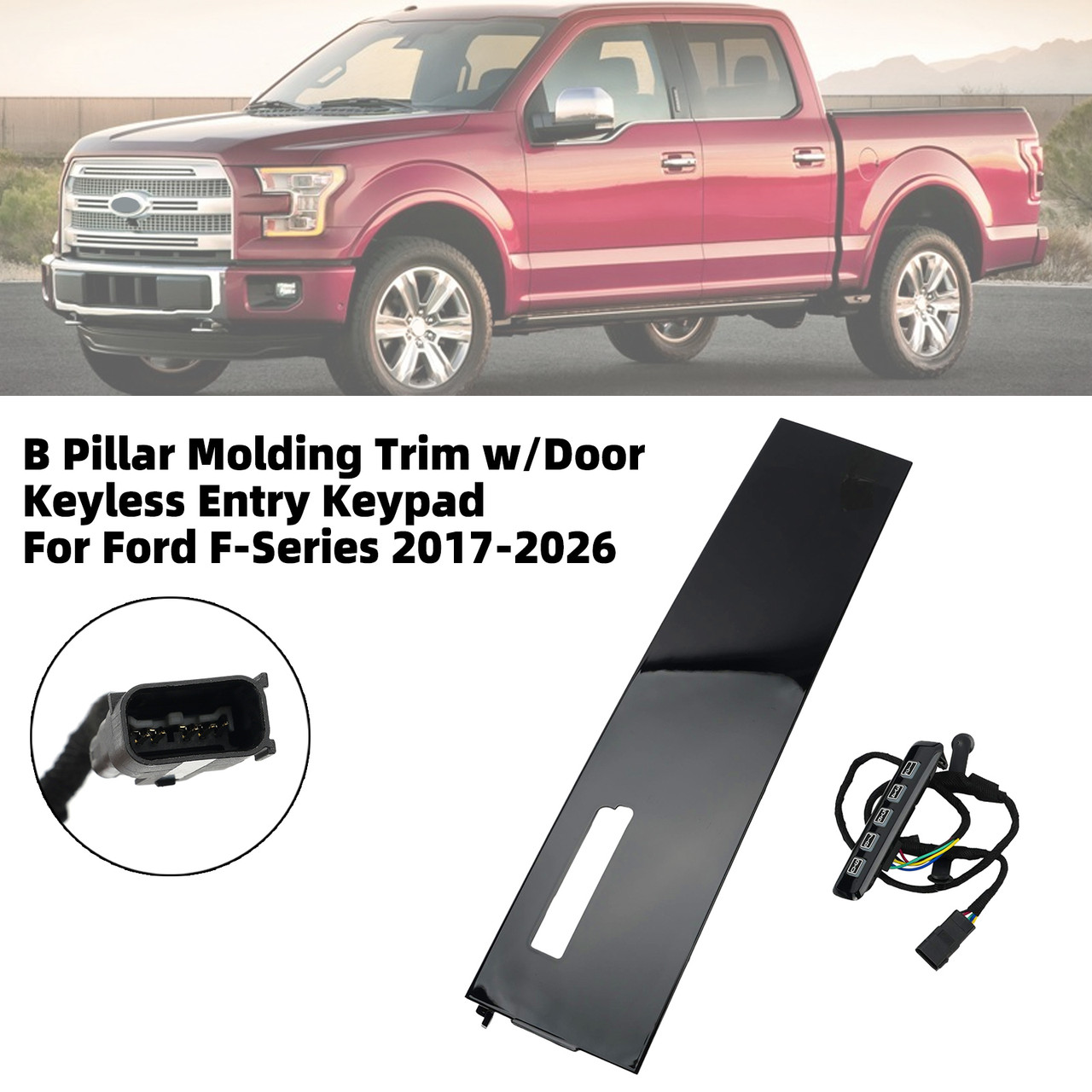 B Pillar Molding Trim w/Door Keyless Entry Keypad For Ford F-Series 2017-2026