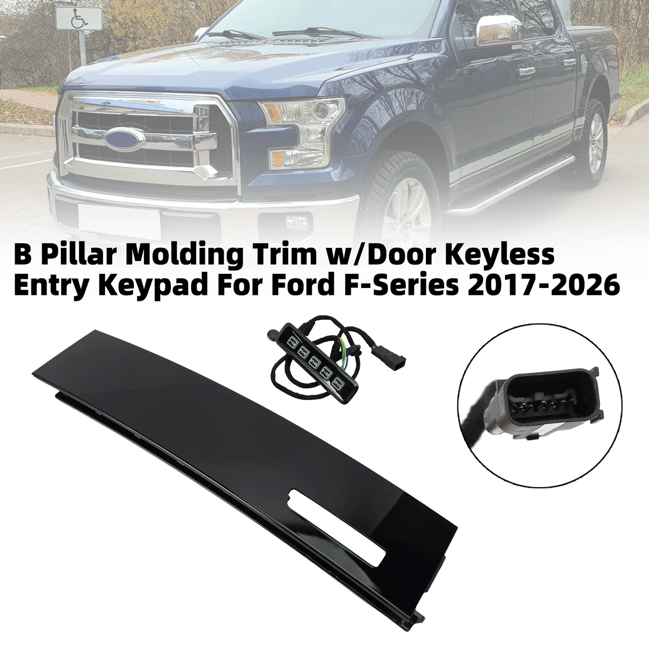 B Pillar Molding Trim w/Door Keyless Entry Keypad For Ford F-Series 2017-2026