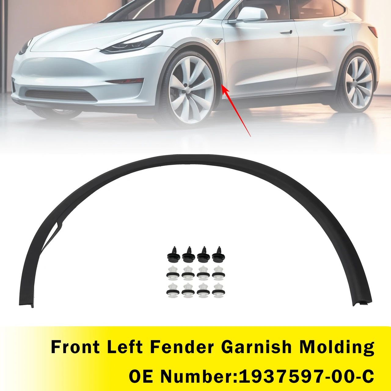 Front Left Fender Garnish Molding 1937597-00-C For Tesla Model Y 2025-2026