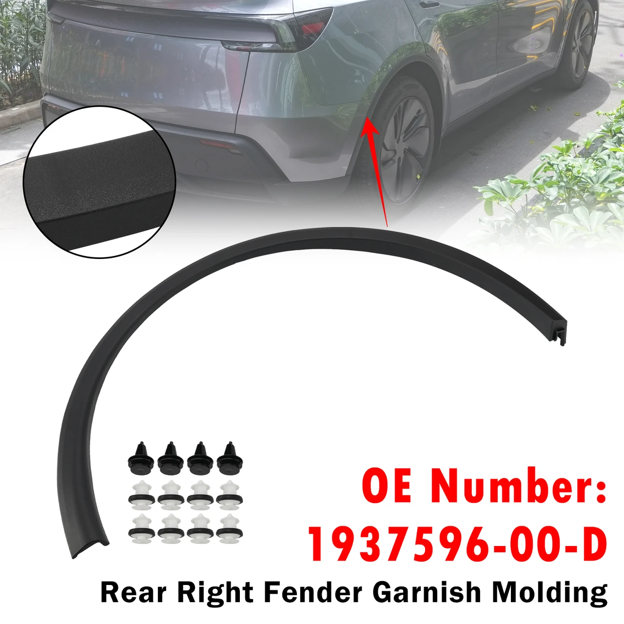 Rear Right Fender Garnish Molding 1937596-00-D For Tesla Model Y 2025-2026