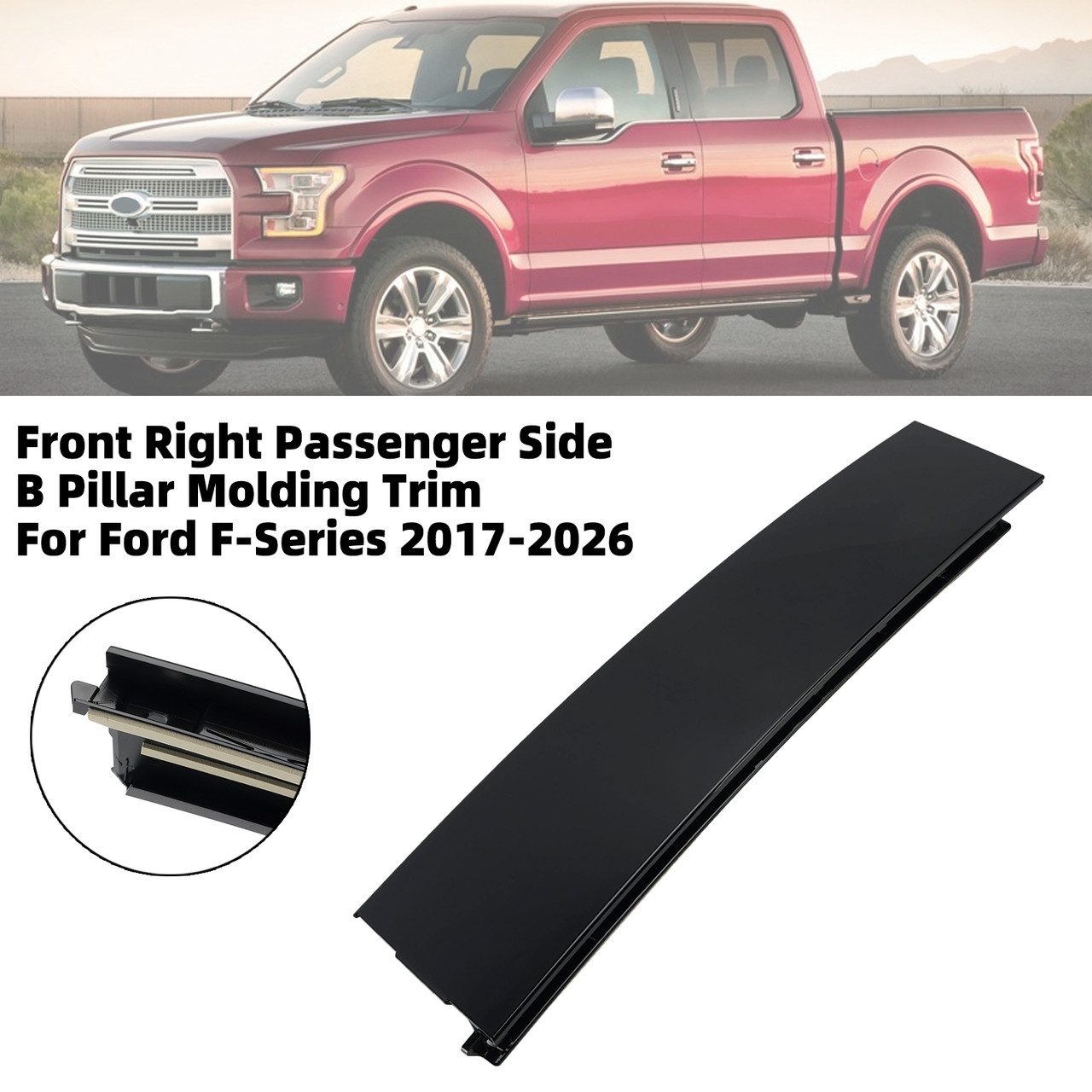 Front Right Passenger Side B Pillar Molding Trim For Ford F-Series 2017-2026