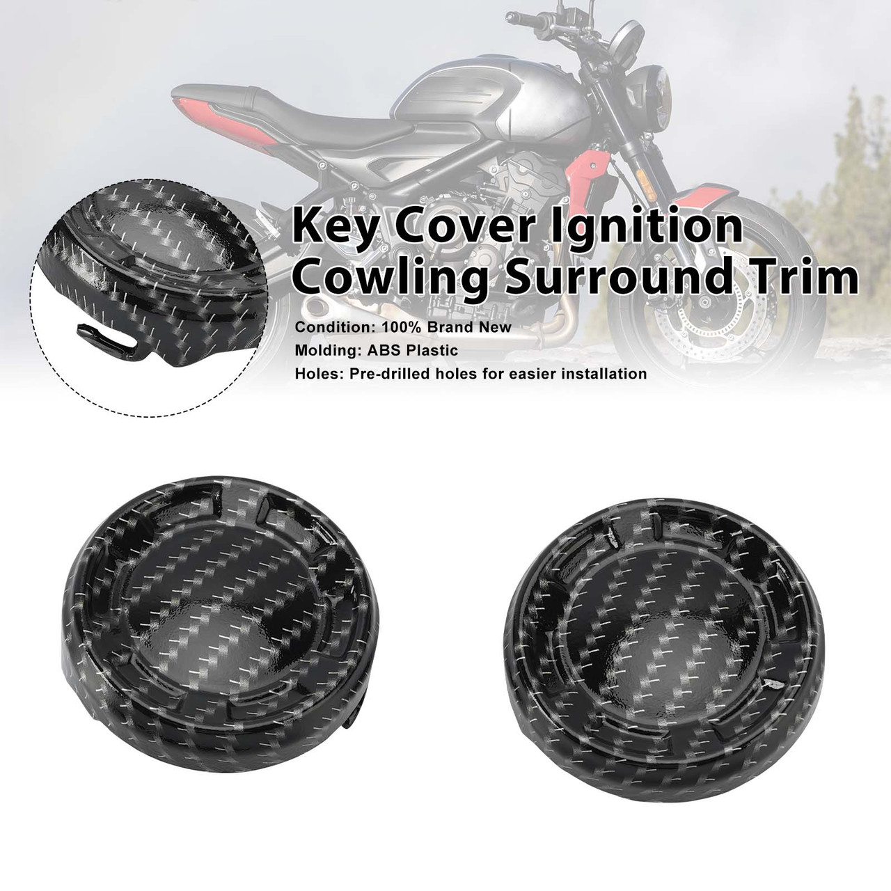 Key Cover Ignition Cowling Surround Trim for Trident 660 22-25 800 25-27 Carbon