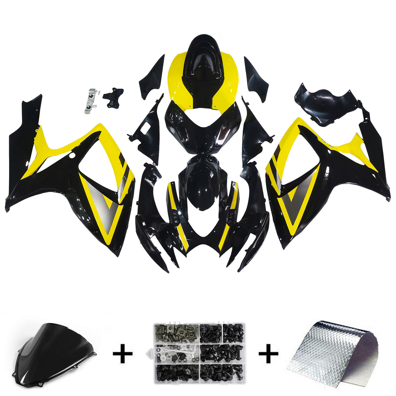 Amotopart Fairings Suzuki GSXR 600 750 Black & Yellow GSXR Racing  (2006-2007)