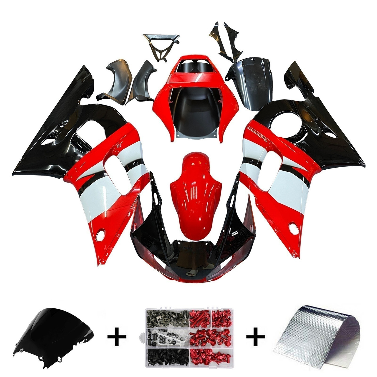 Amotopart Fairings Yamaha YZF-R6 Red Black R6 Racing (1998-2002)