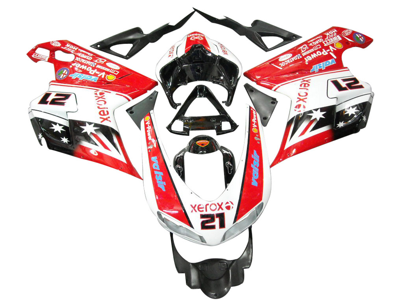 Fairings Ducati 1098 1198 848 Red & White Xerox No.21 Racing (2007-2012)