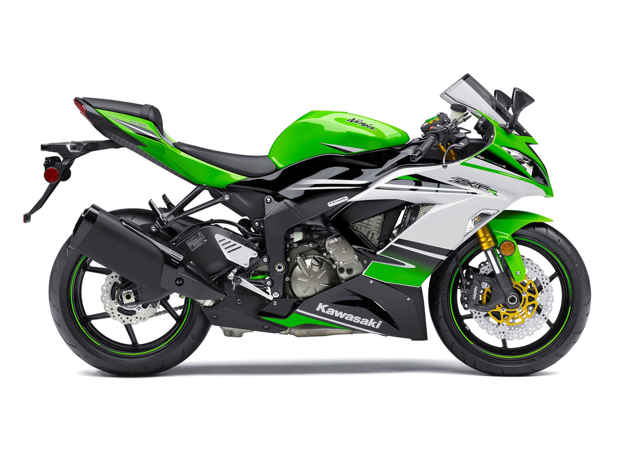 Fairings Plastics Kawasaki ZX6R 636 Green White Ninja Racing (2013-2016)