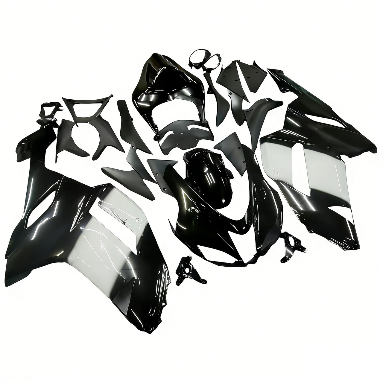 Amotopart Fairings Kawasaki ZX6R ZX636 Black White West Ninja Racing  (2007-2008)