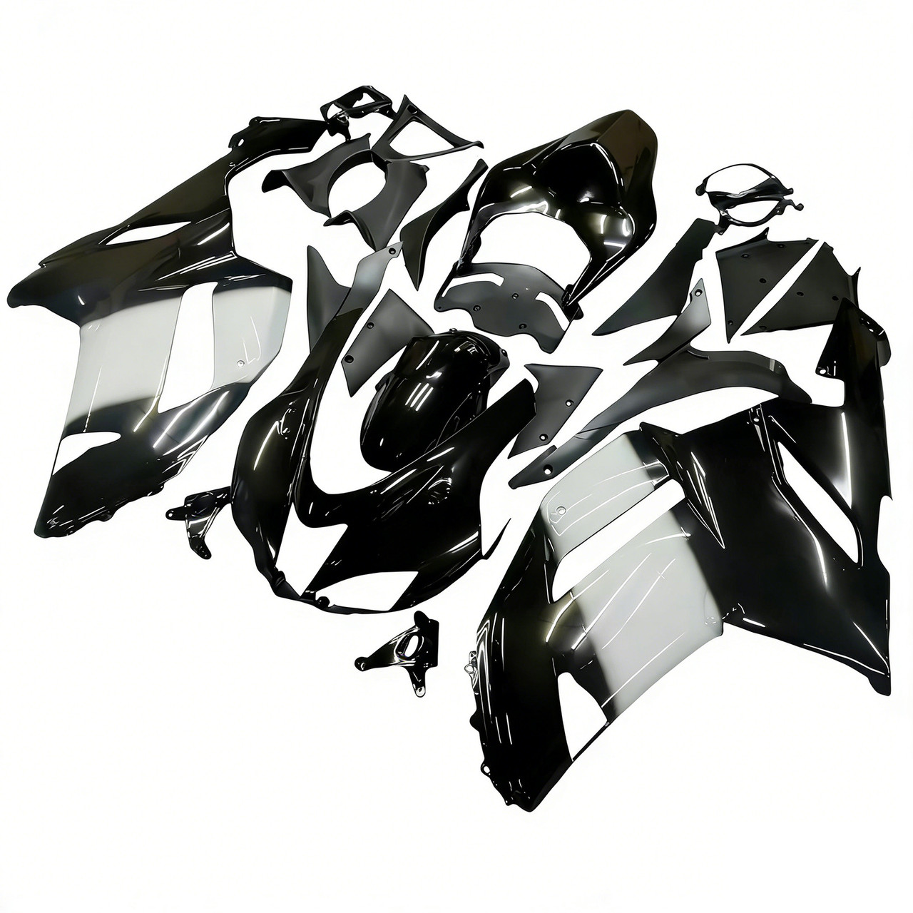 Amotopart Fairings Kawasaki ZX6R ZX636 Black White West Ninja Racing  (2007-2008)