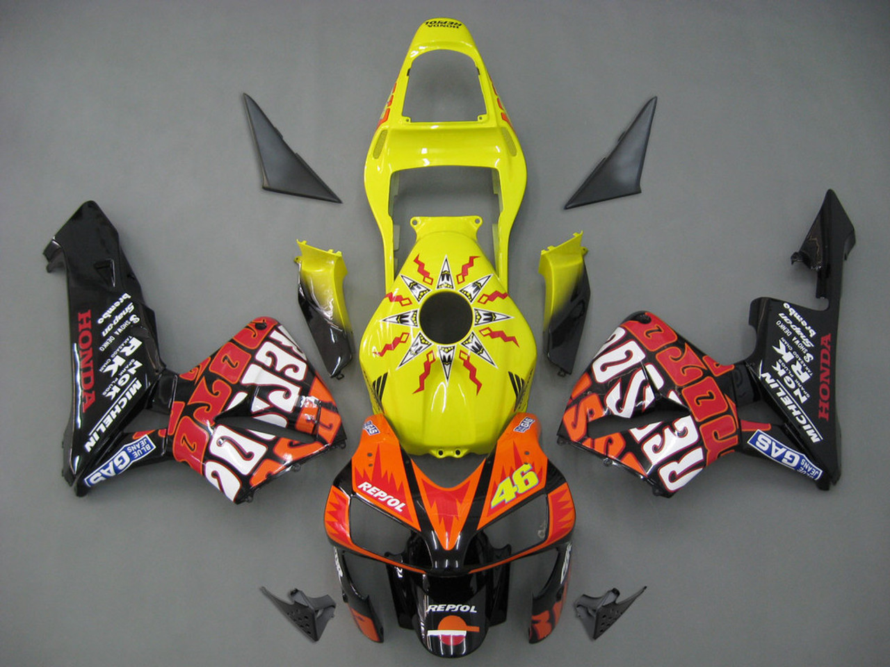 Fairings Honda CBR 600 RR Yellow Black Valentino Rossi Repsol Moto Racing (2003-2004)