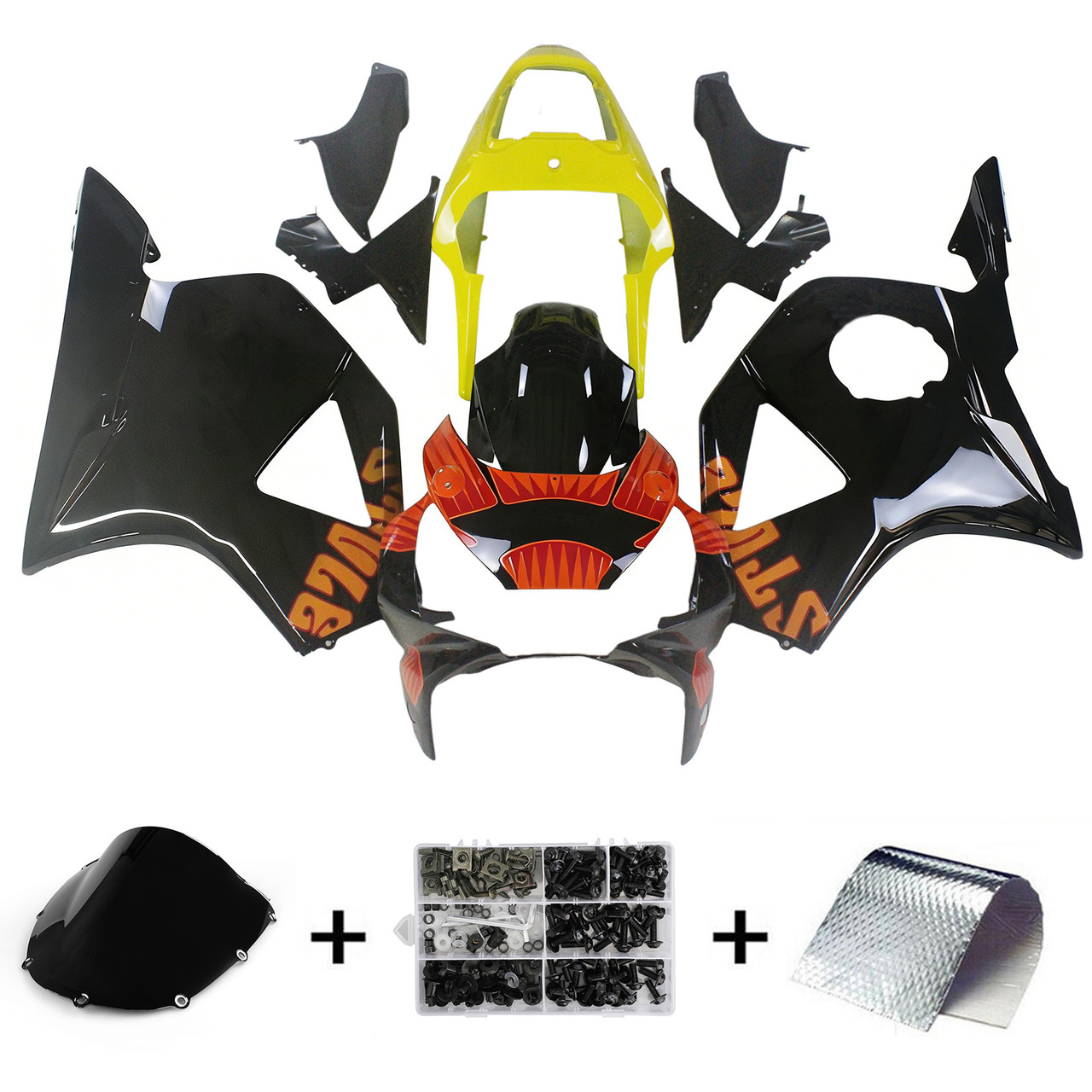 Amotopart Fairings Honda CBR 954 RR Black & Yellow Repsol Moto Racing (2002-2003)