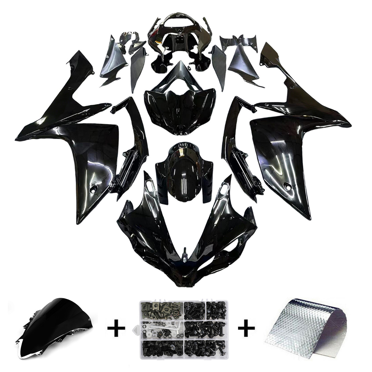 Amotopart Fairings Yamaha YZF-R1 All Black R1 Racing (2007-2008)