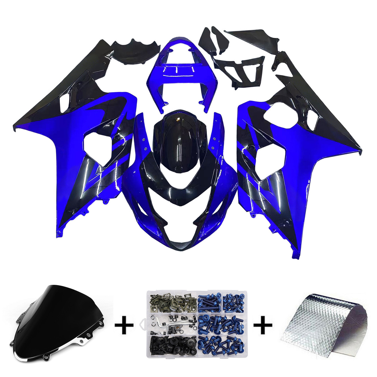 Amotopart Fairings Suzuki GSXR 600 750 Blue Black GSXR Racing (2004-2005)