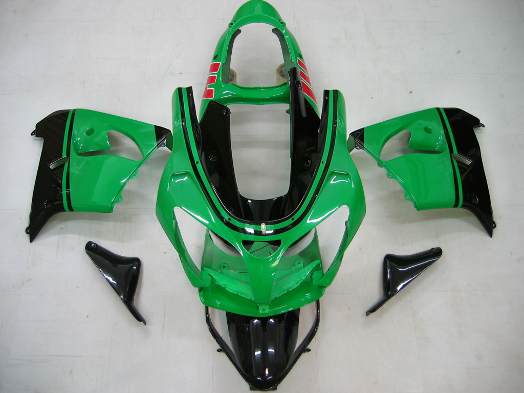 Amotopart Fairings Kawasaki ZX 9R Green Black No.14 ZX9R Racing  (2000-2001)
