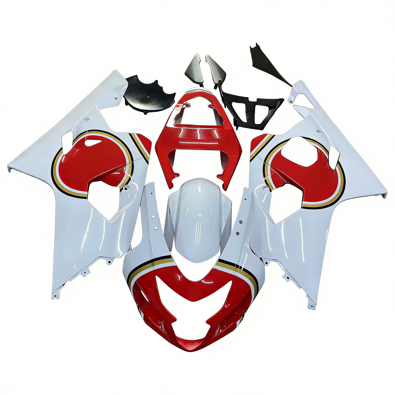 Amotopart Fairings Suzuki GSXR 600 750 White & Red Lucky Strike Racing  (2004-2005)