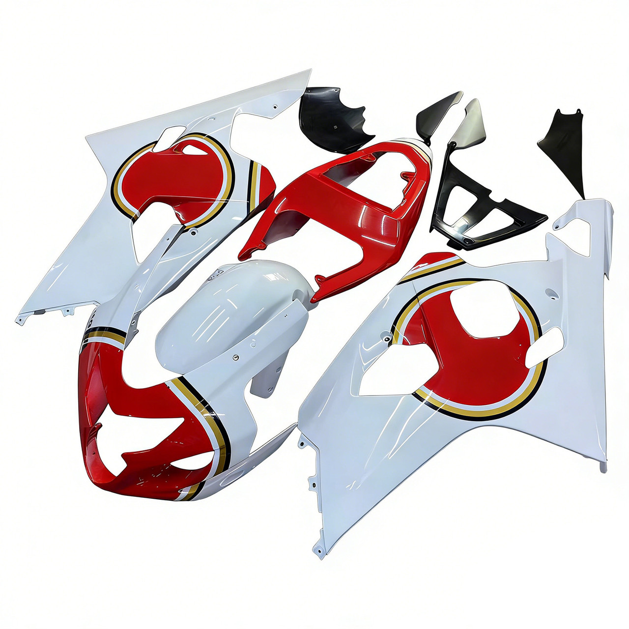 Amotopart Fairings Suzuki GSXR 600 750 White & Red Lucky Strike Racing  (2004-2005)