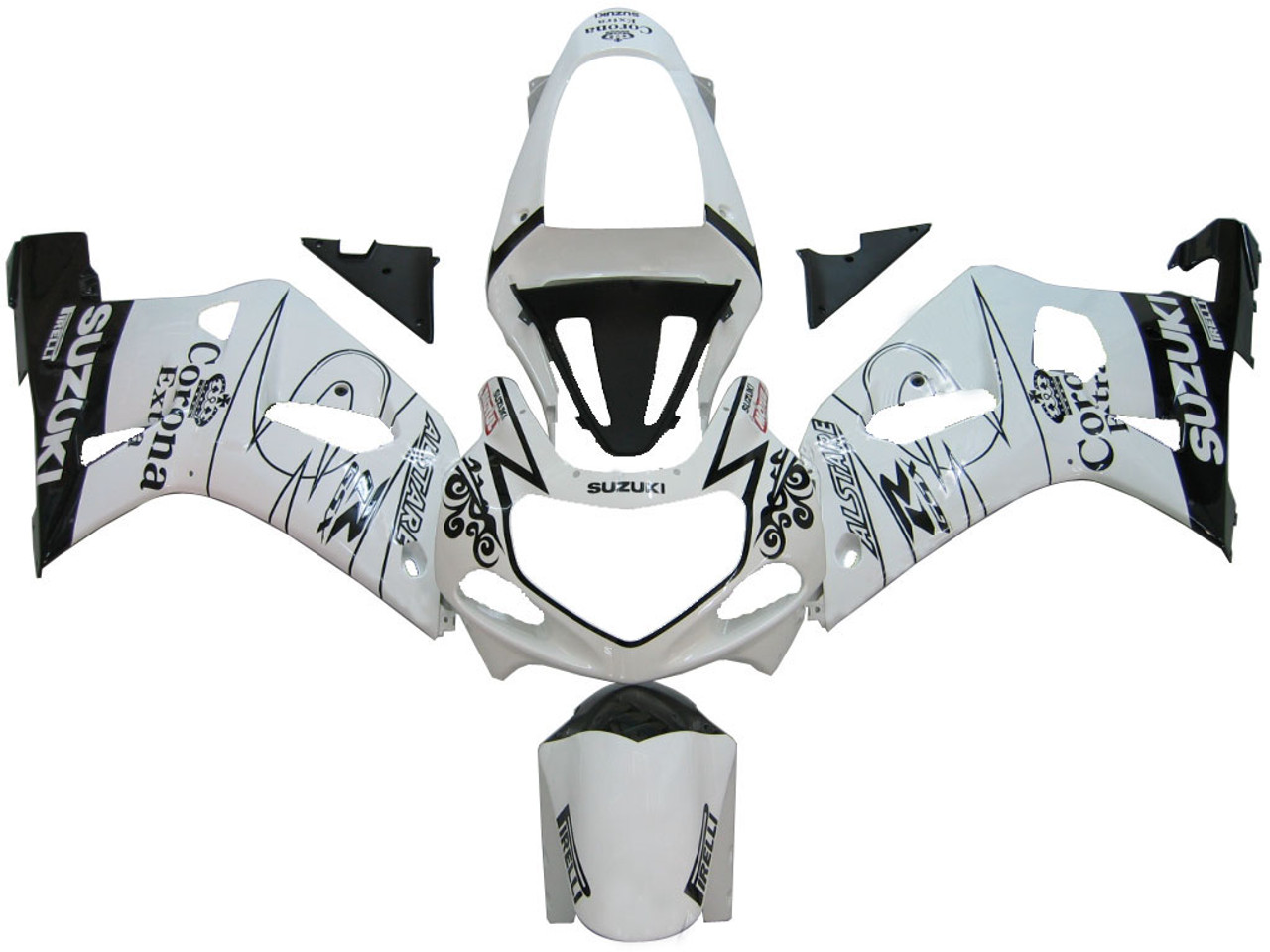 Fairings Suzuki GSXR 750 White Black Alstare Corona Racing (2001-2003)